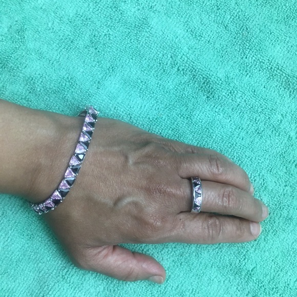 Suzanne Somers Pink & Black Earring Ring Bracelet - Picture 13 of 16